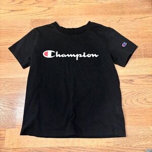 Kids‎ Champion Authentic Athleticwear T Shirt Black Size 6 Short Sleeve Logo